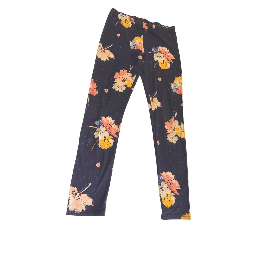 Old Navy Girls XXL 16 Plus Navy Blue Floral Polka Dot Leggings Pants
